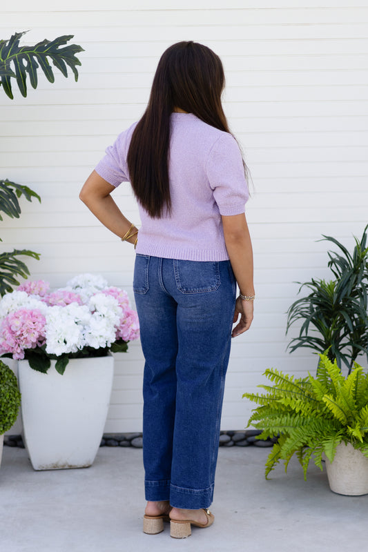 Berry Button Knit Top