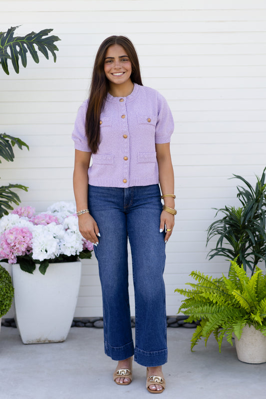 Berry Button Knit Top